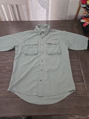 Vtg World Wide Sportsman Fishing Shirt Men XL Green Vented Hiking PFG Button Up